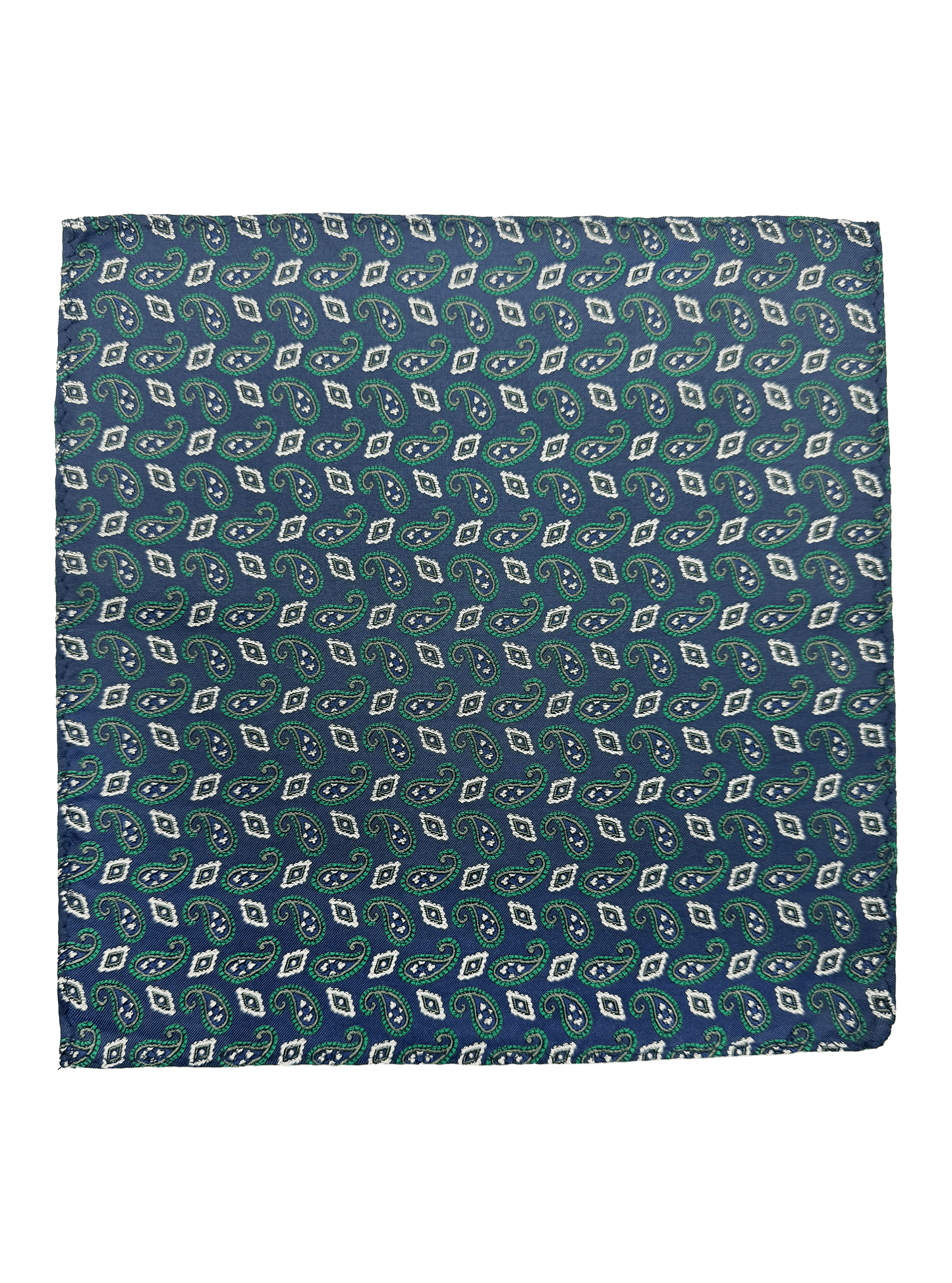 Green Paisley Silk Pocket Square