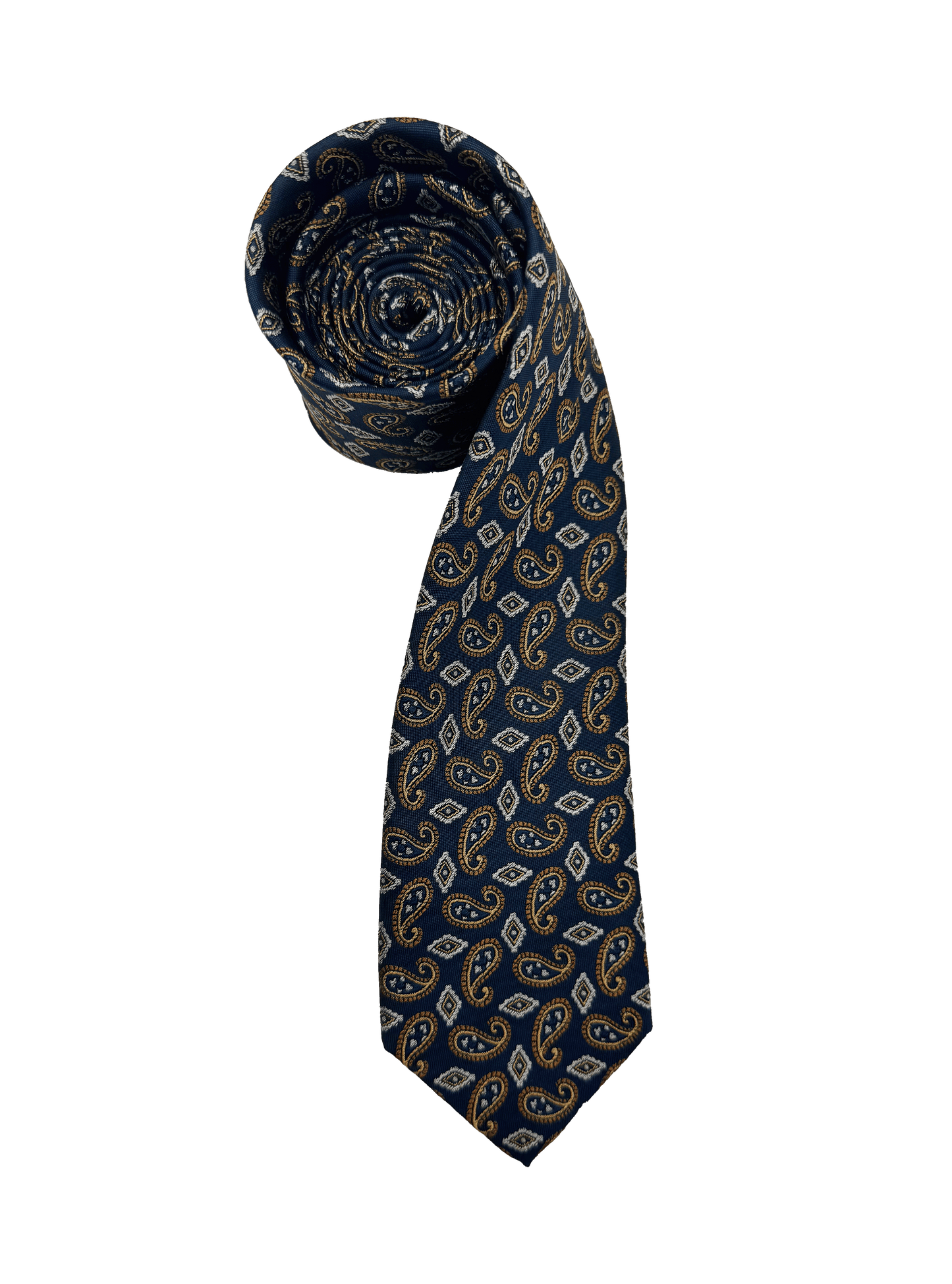 Orange Navy Paisley Silk Tie