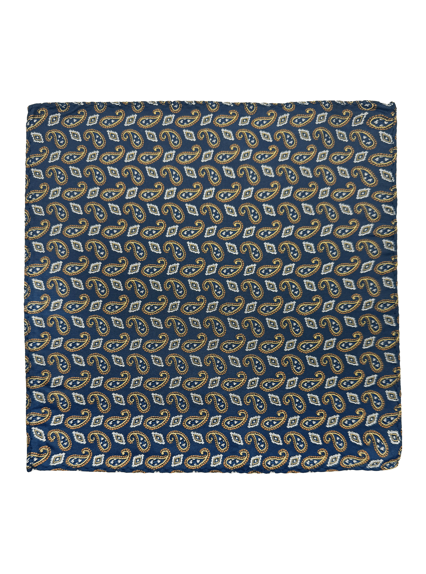 Orange Navy Paisley Pocket Square