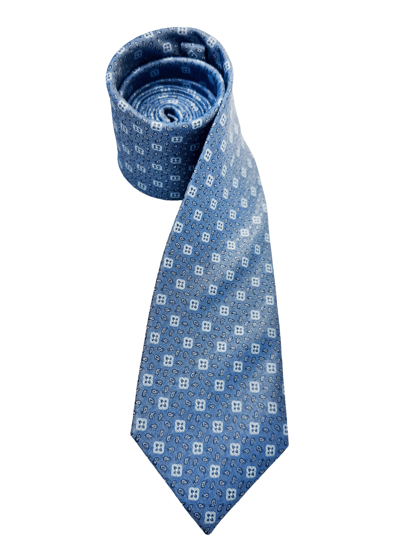 Blue Tile Print Silk Tie