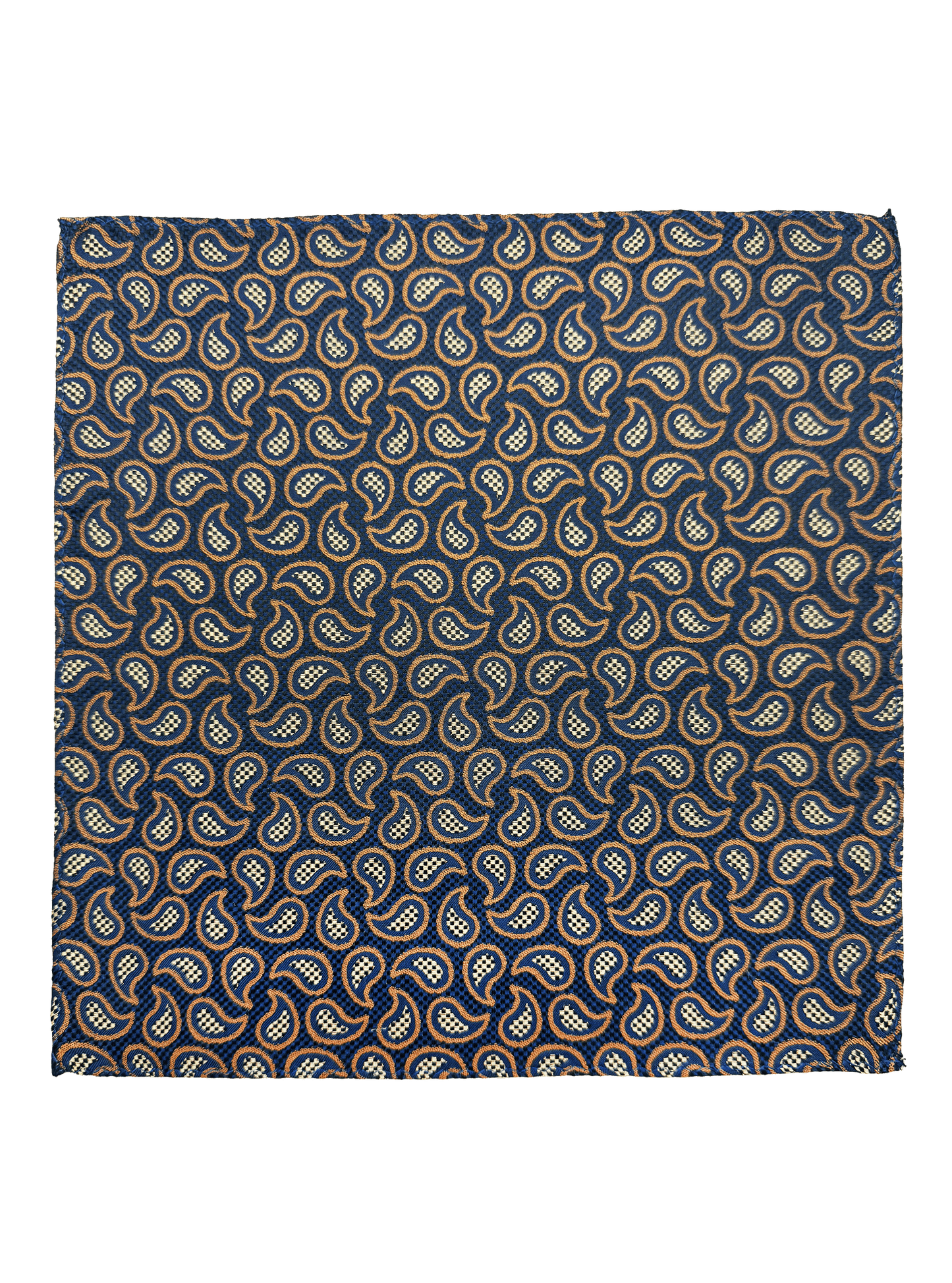 Navy Orange Droplet Print Pocket Square