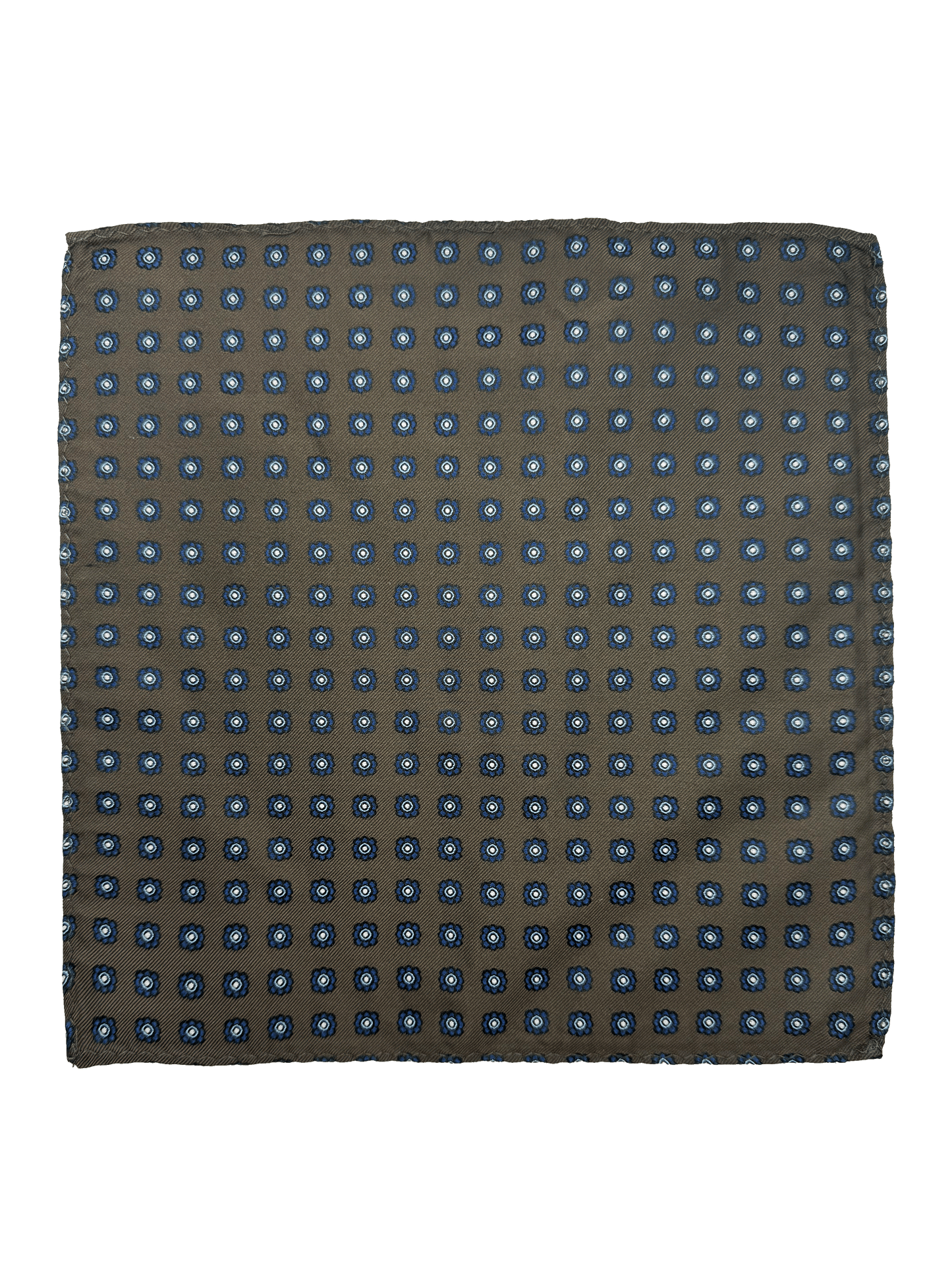 Navy Brown Tile Print Pocket Square