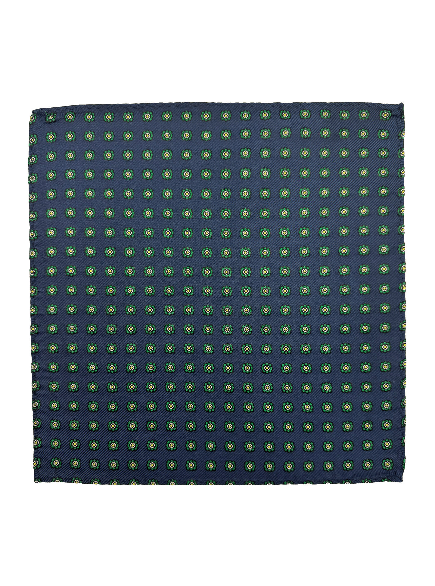 Navy Green Tile Print Pocket Square