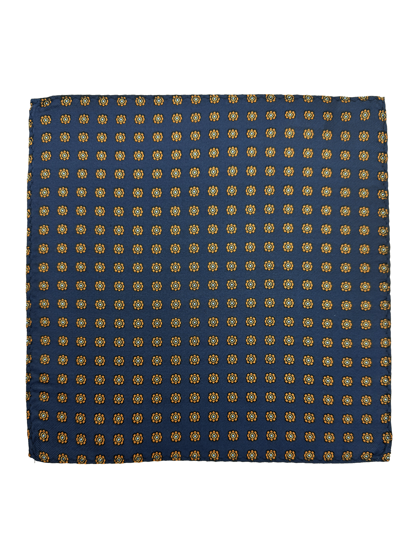Navy Orange Tile Print Pocket Square