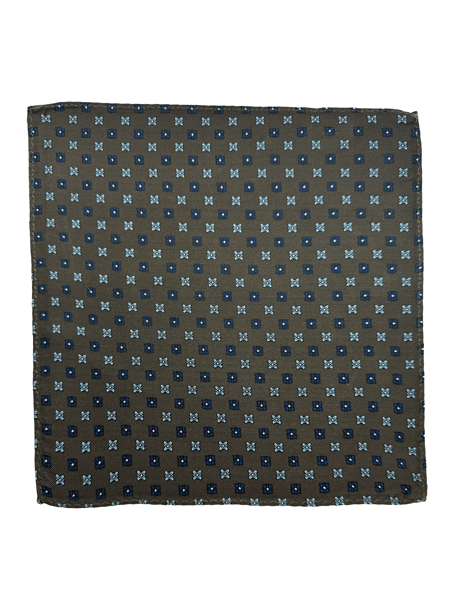 Navy Brown Tile Print Pocket Square