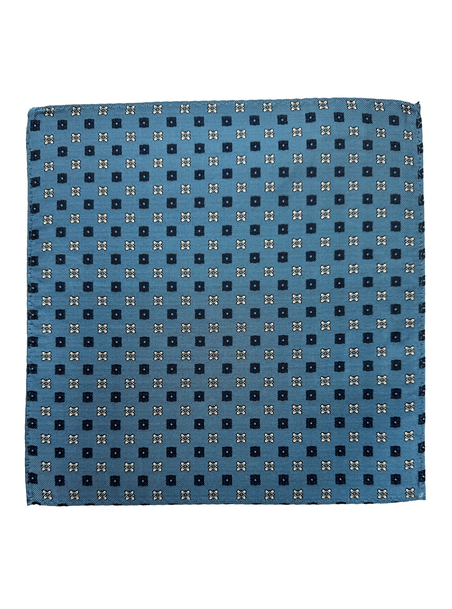 Blue Tile Print Pocket Square