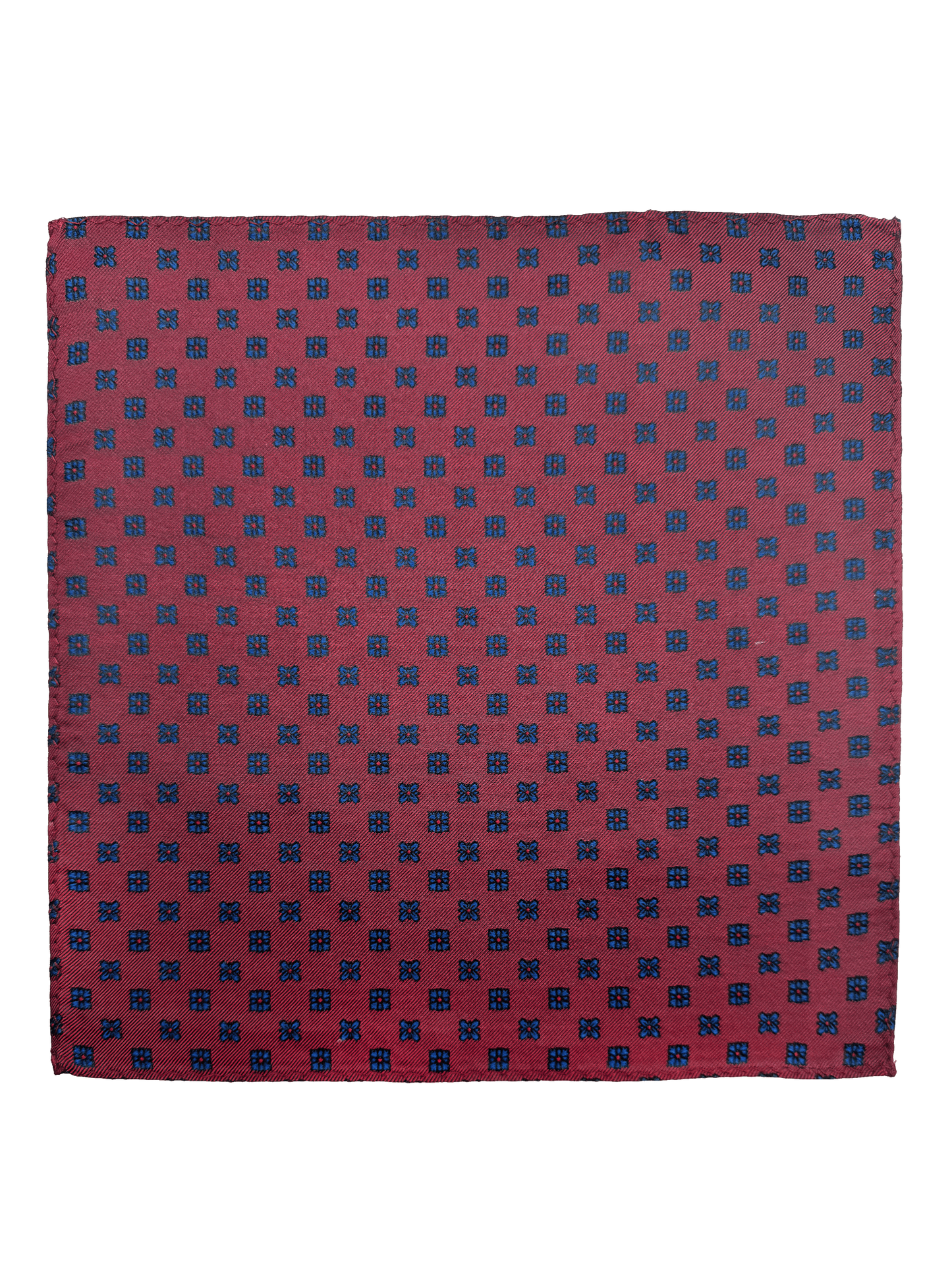 Navy Red Tile Print Pocket Square