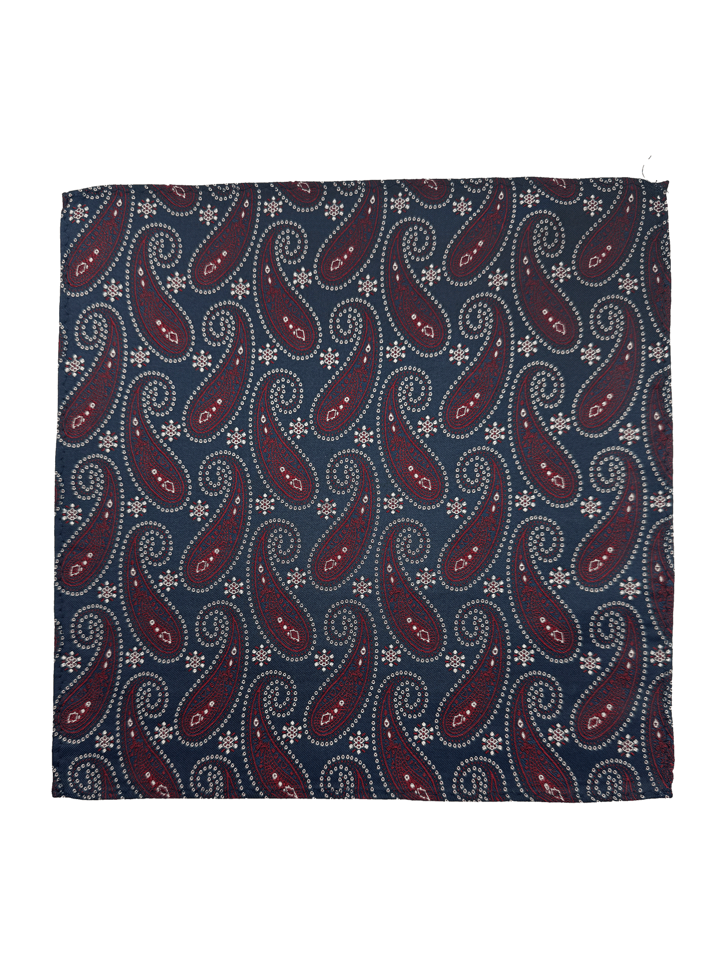 Navy Burgundy Paisley Pocket Square