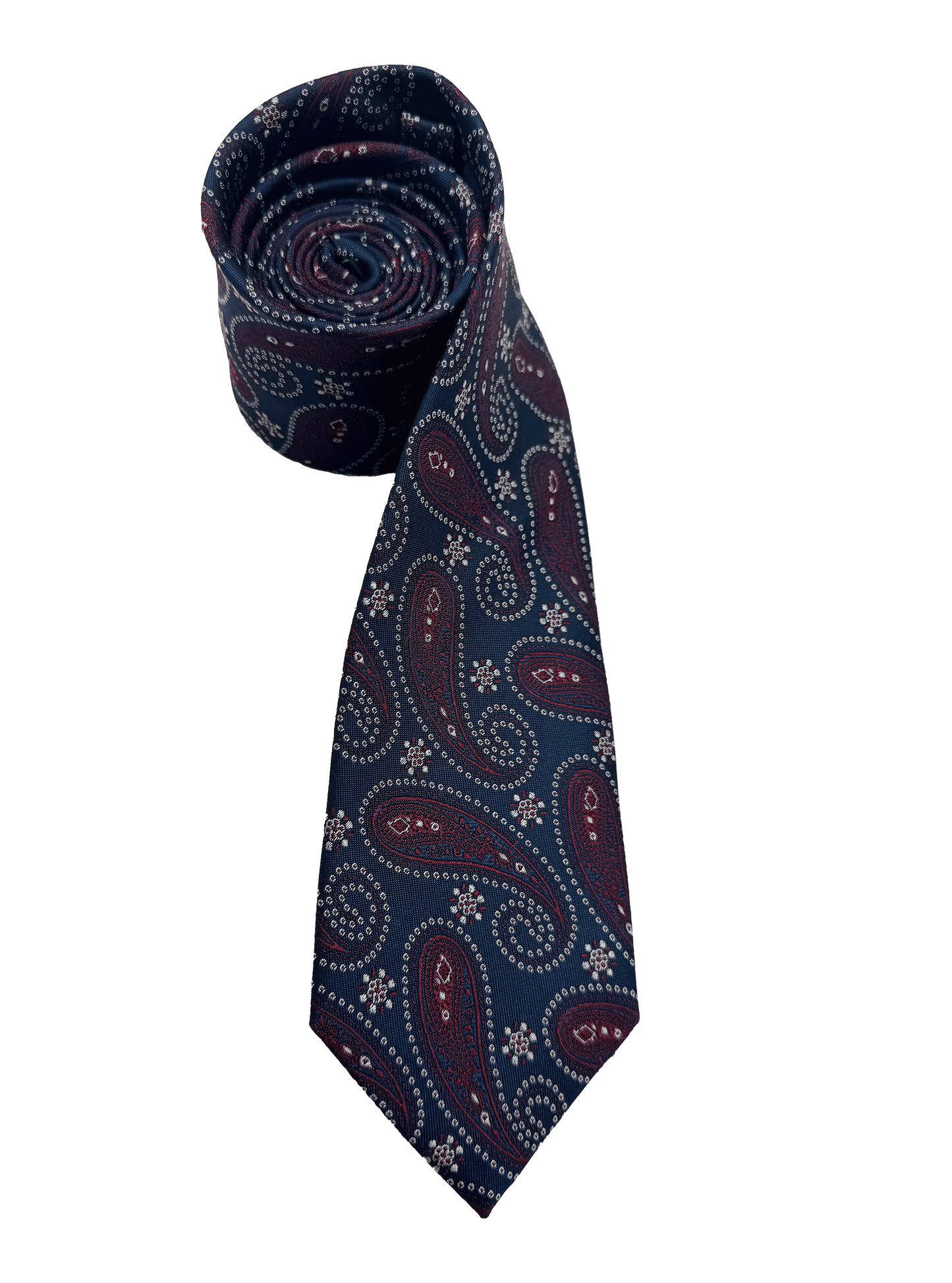 Navy Burgundy Paisley Silk Tie