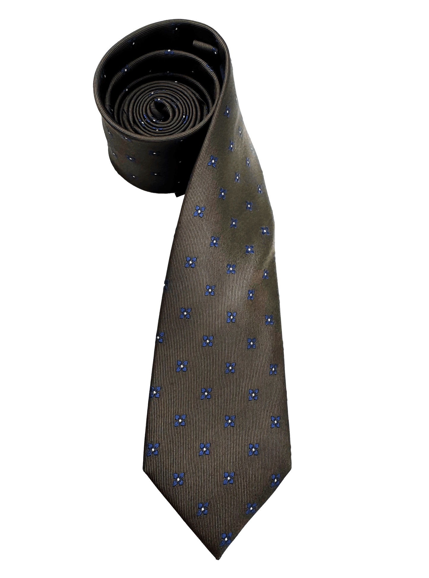 Navy Brown Floral Silk Tie