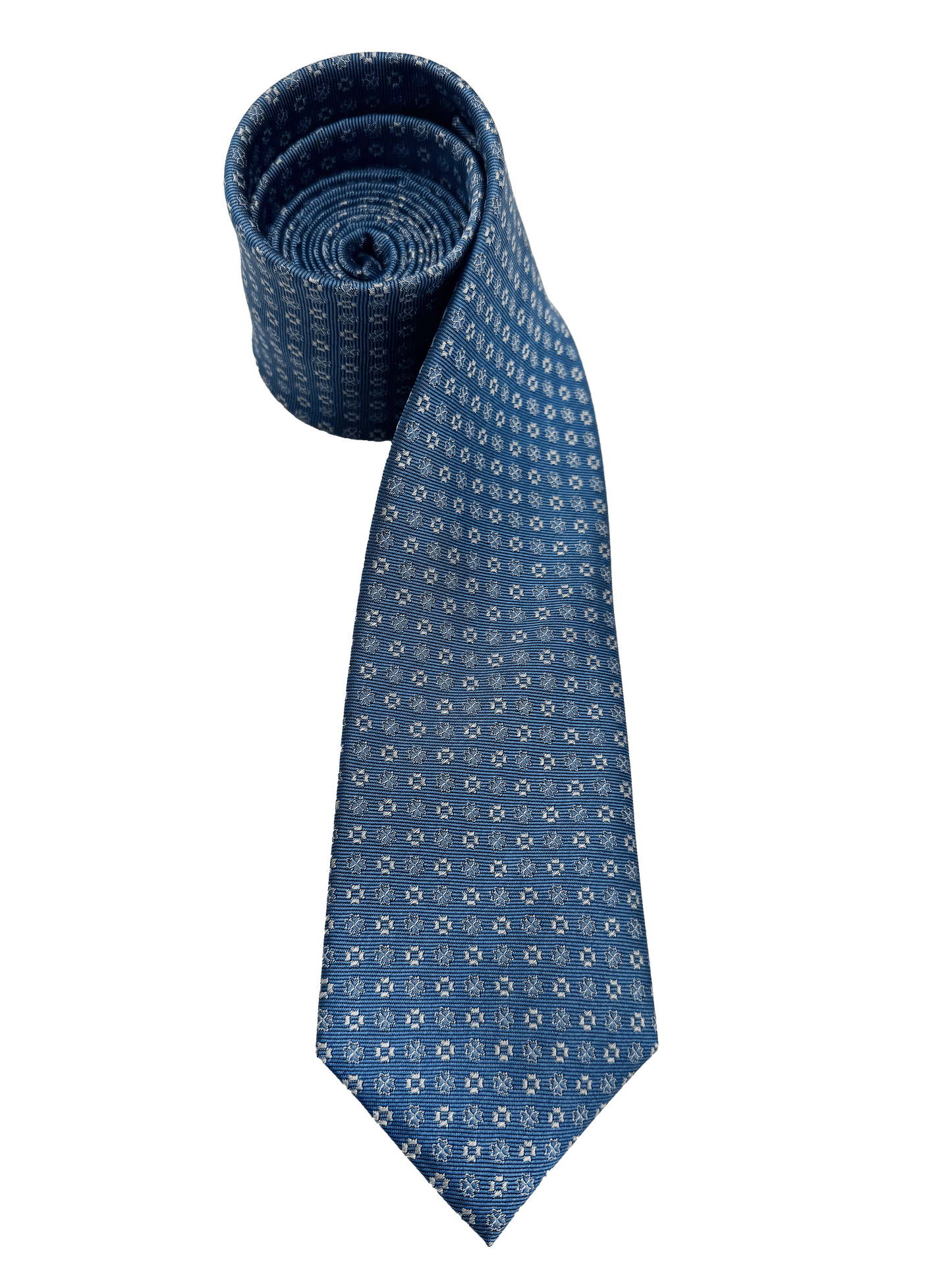 Blue Tile Print Silk Tie