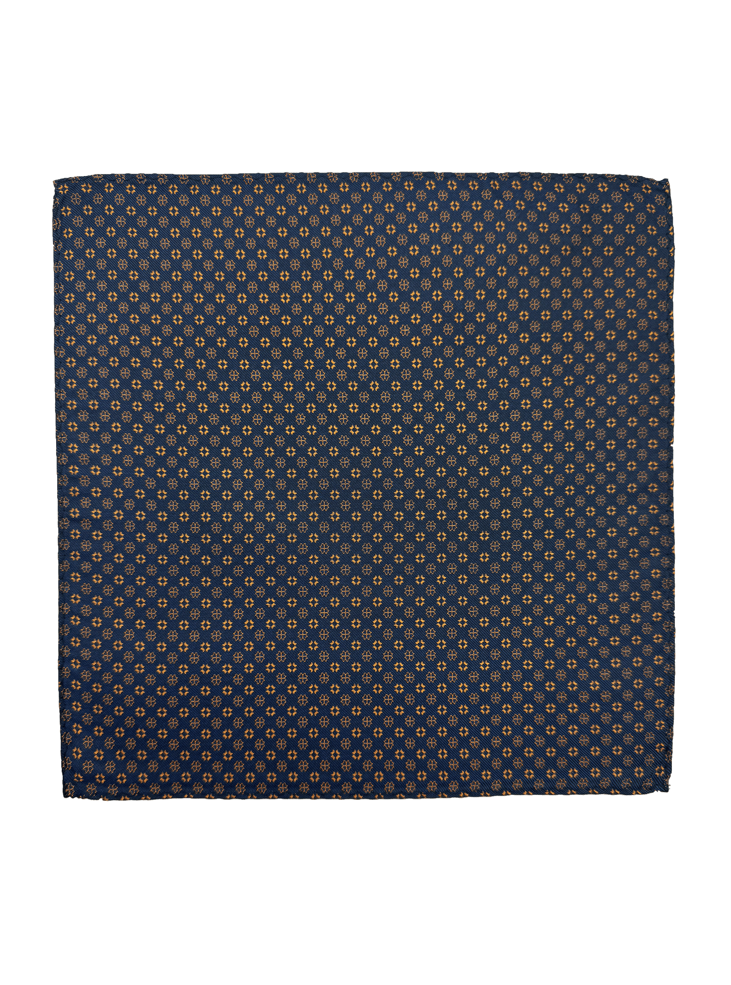 Navy Orange Tile Print Pocket Square