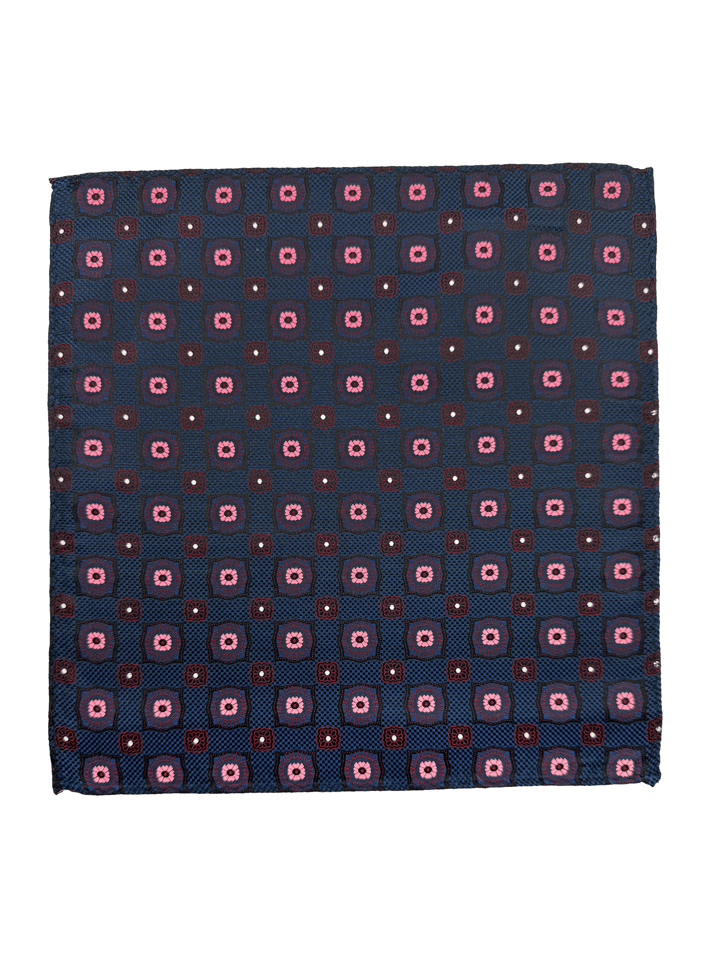 Navy Pink Tile Print Pocket Square