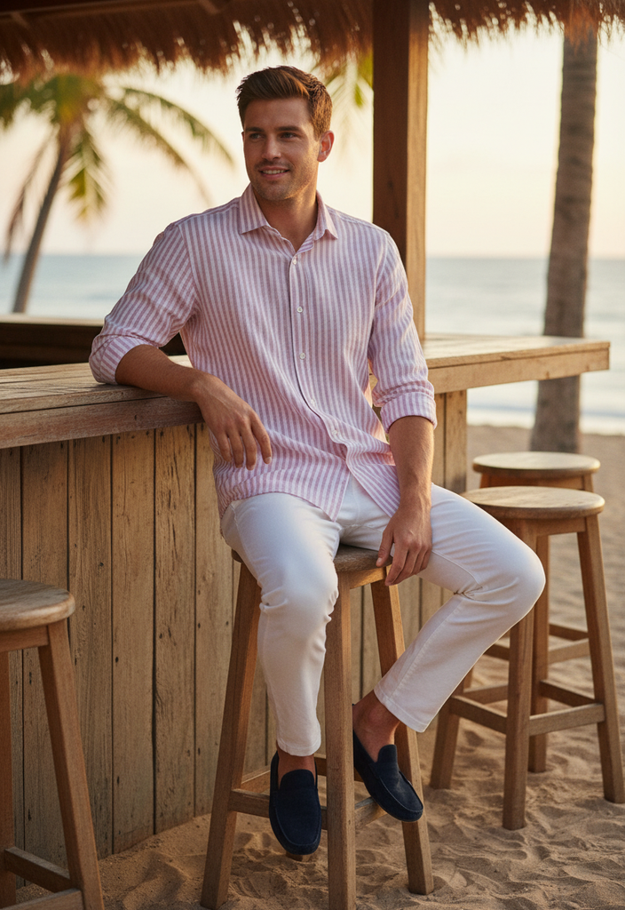 Sel Pink Striped Casual Shirt