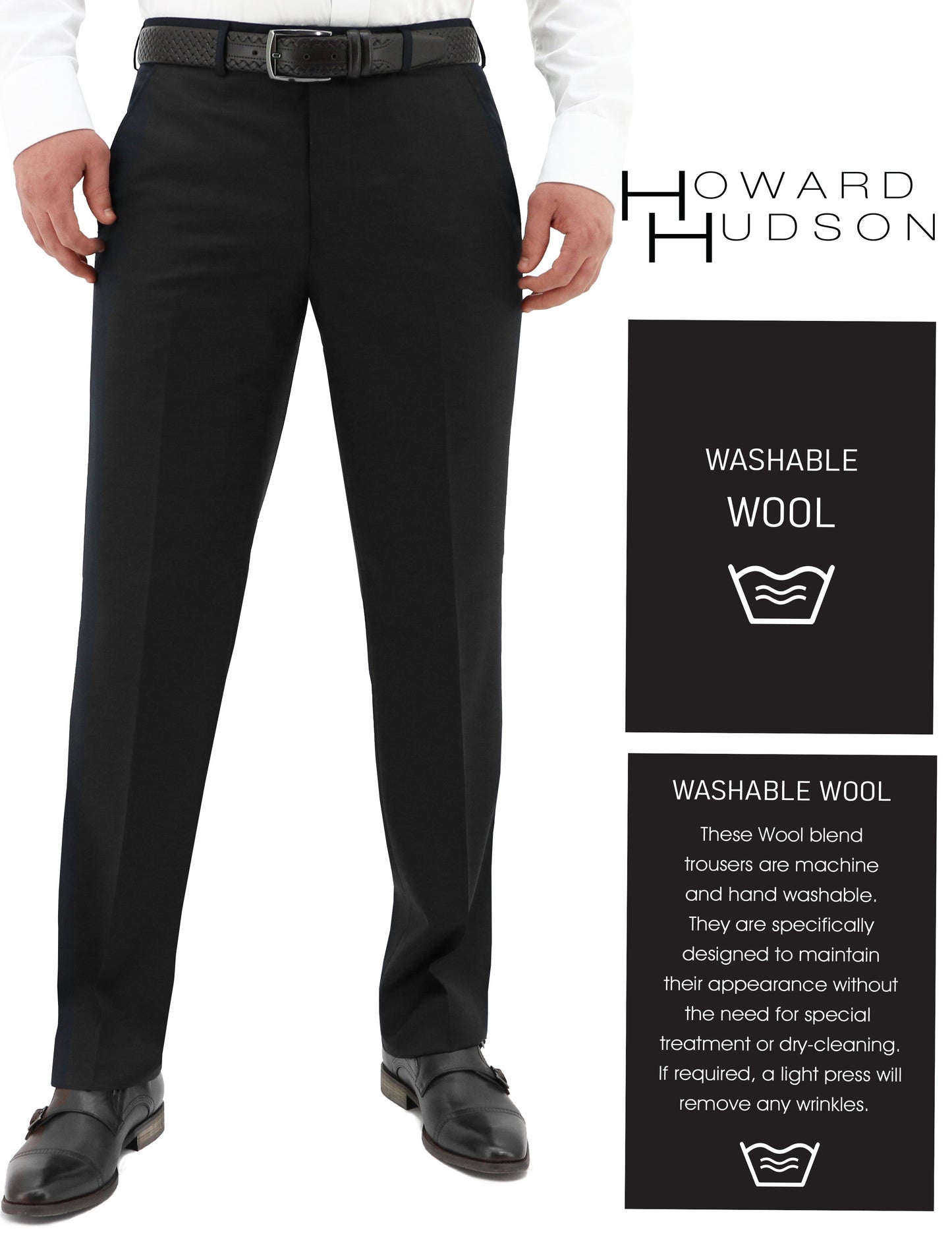 Bendigo 109 Black Washable Wool Blend Trouser
