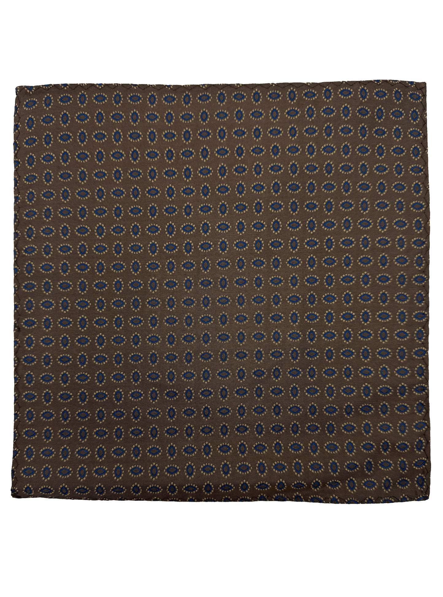 Brown Oval Print Silk Pocket Square