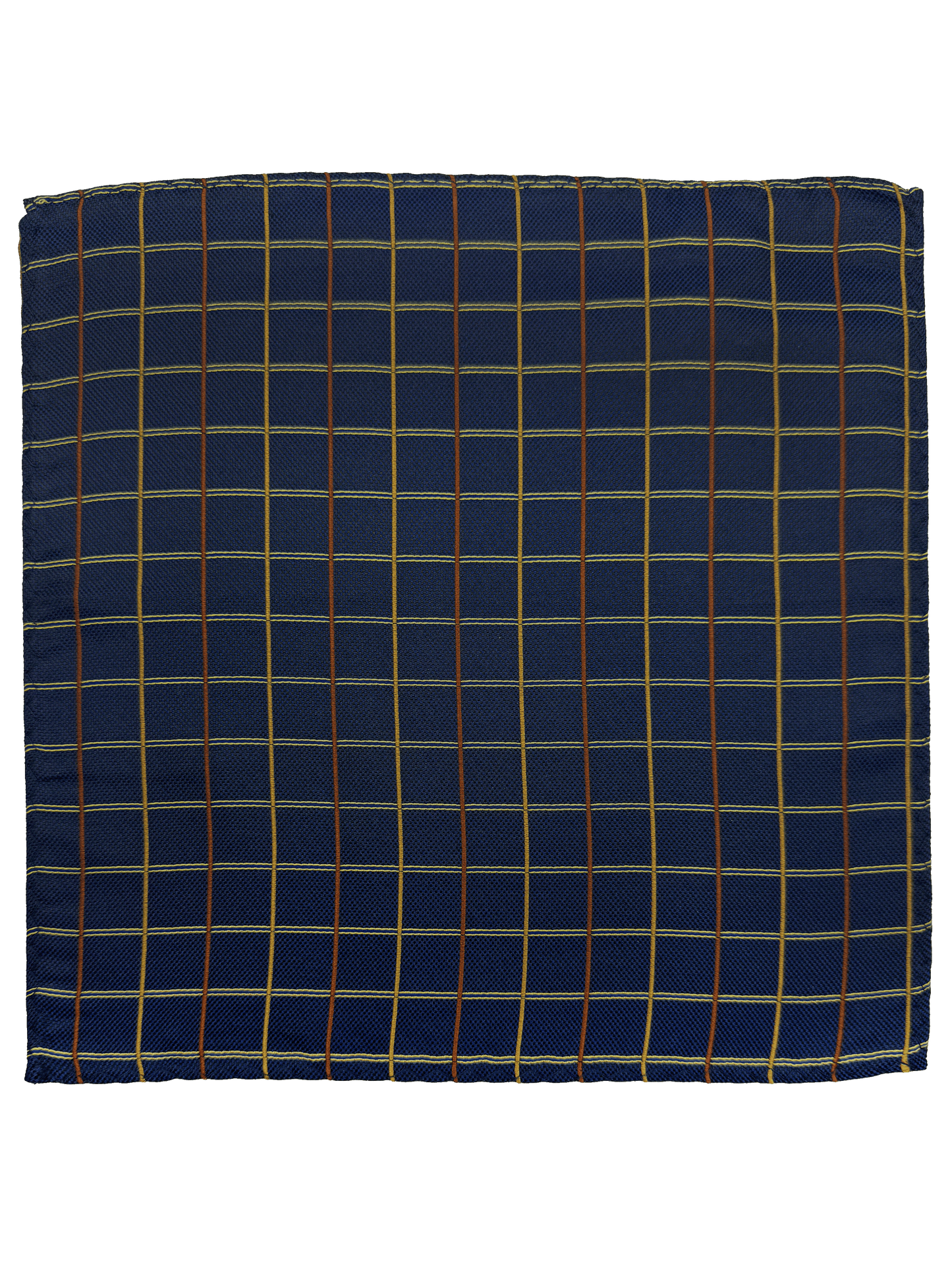 Navy Multi Checked Print Silk Pocket Square