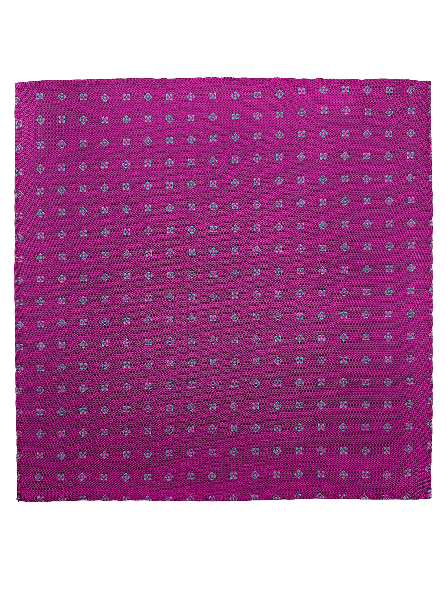Fushcia Square Print Silk Pocket Square