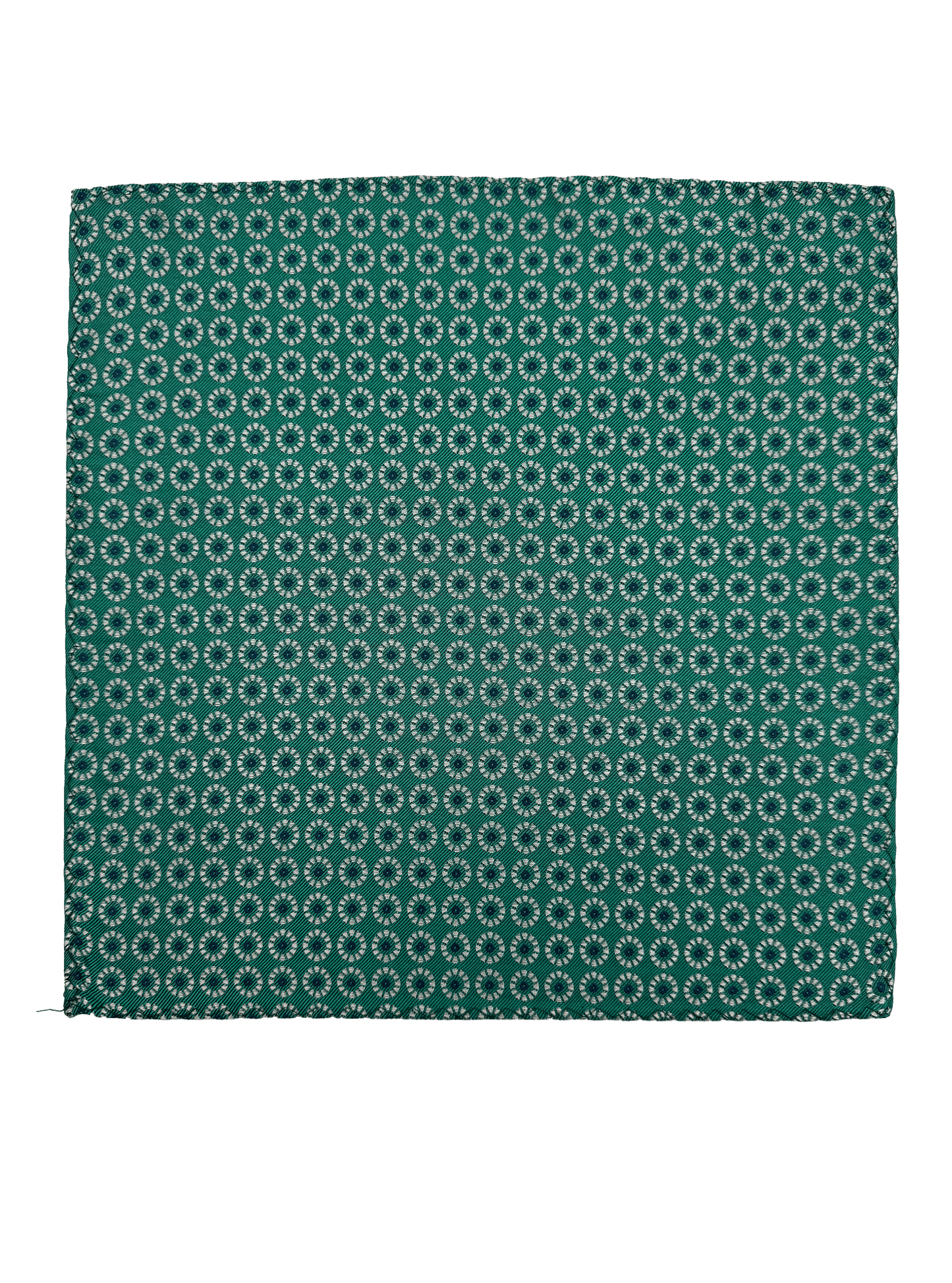 Green Circle Print Silk Pocket Square