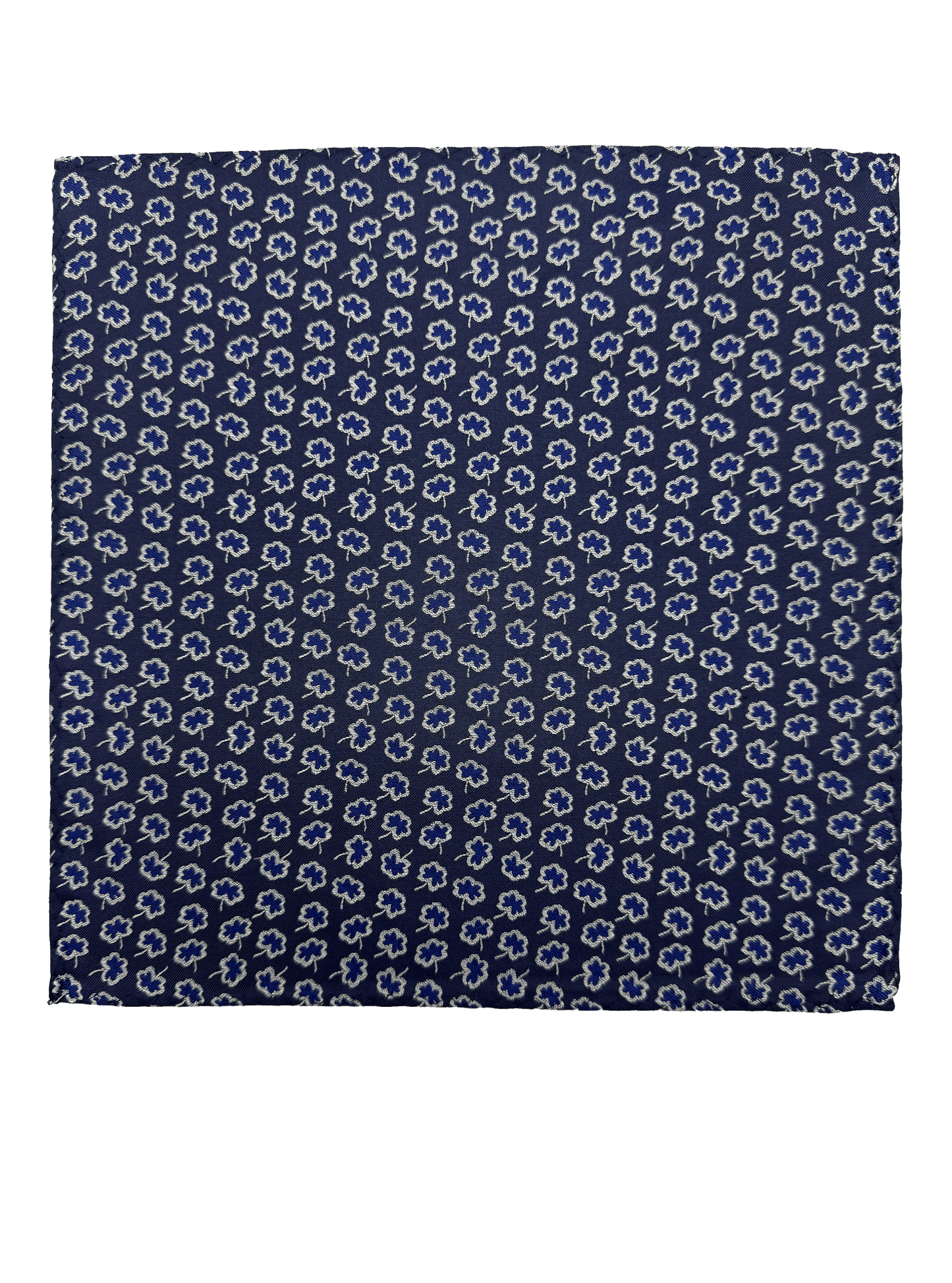 Blue Floral Print Silk Pocket Square