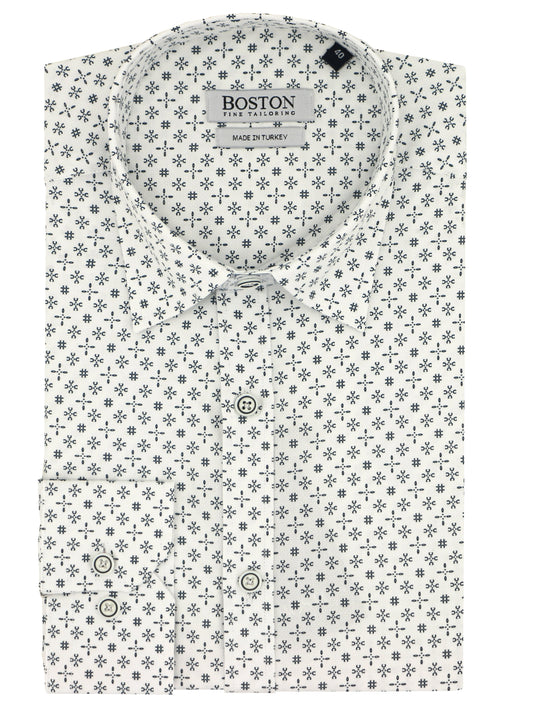 Liberty Casual White Printed Shirt