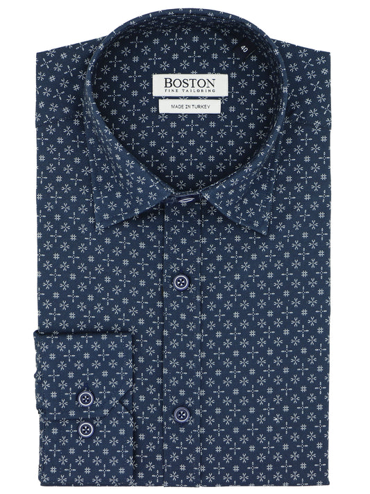 Liberty Casual Navy Printed Shirt