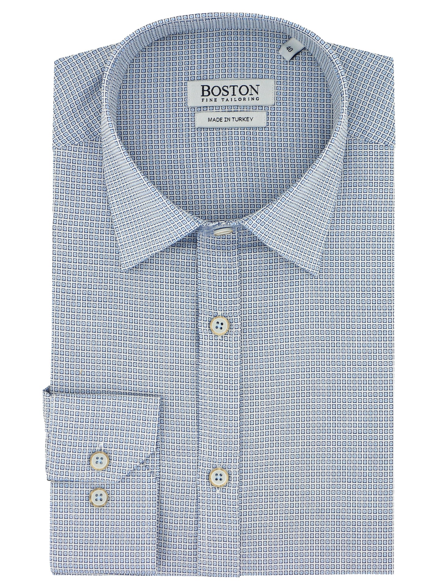 Liberty Casual Blue Square Printed Shirt
