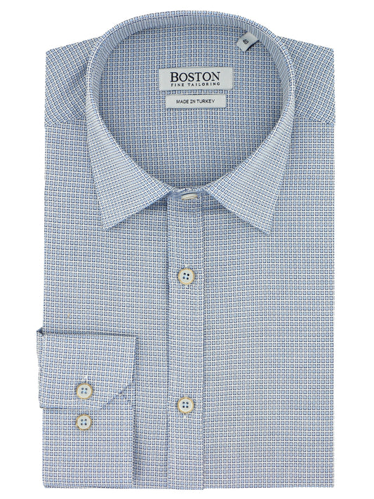 Liberty Casual Blue Square Printed Shirt