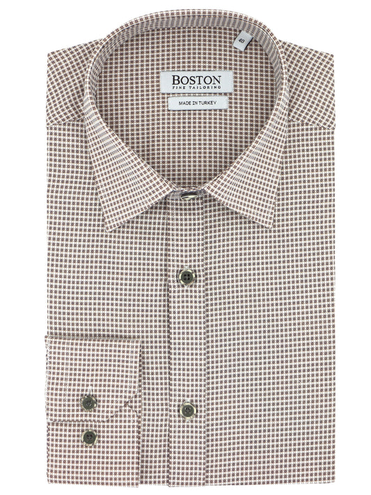 Liberty Casual Brown Square Printed Shirt