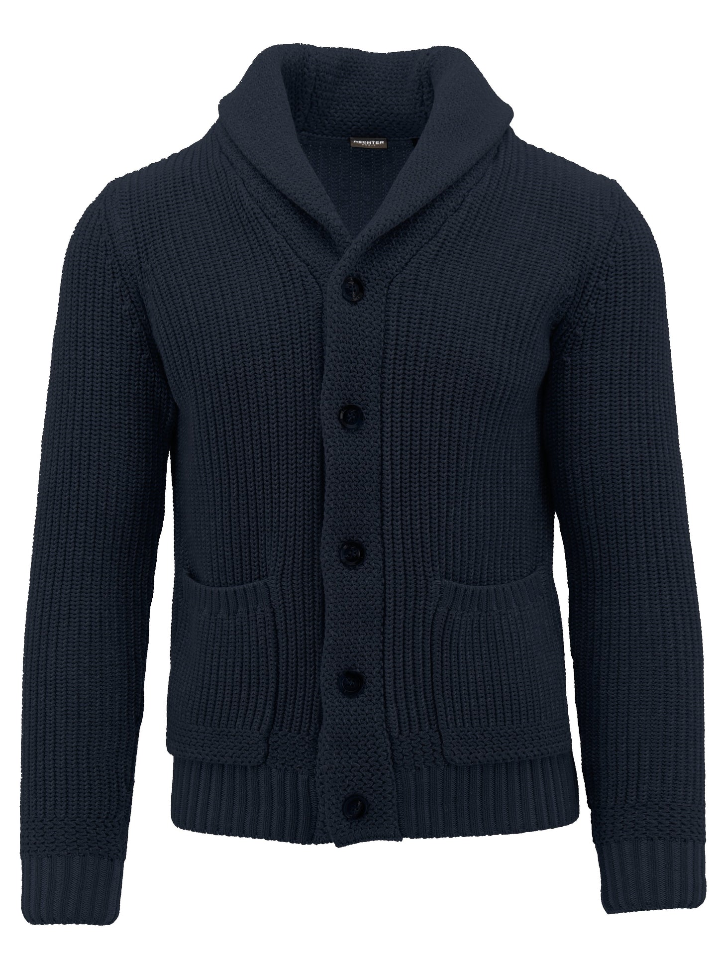 Navy Ribbed Knit Cardigan