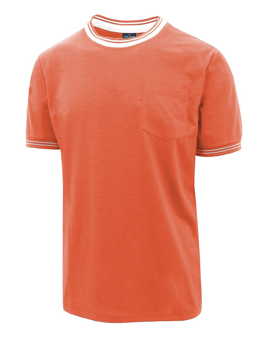 Orange Striped Crew Neck Tee