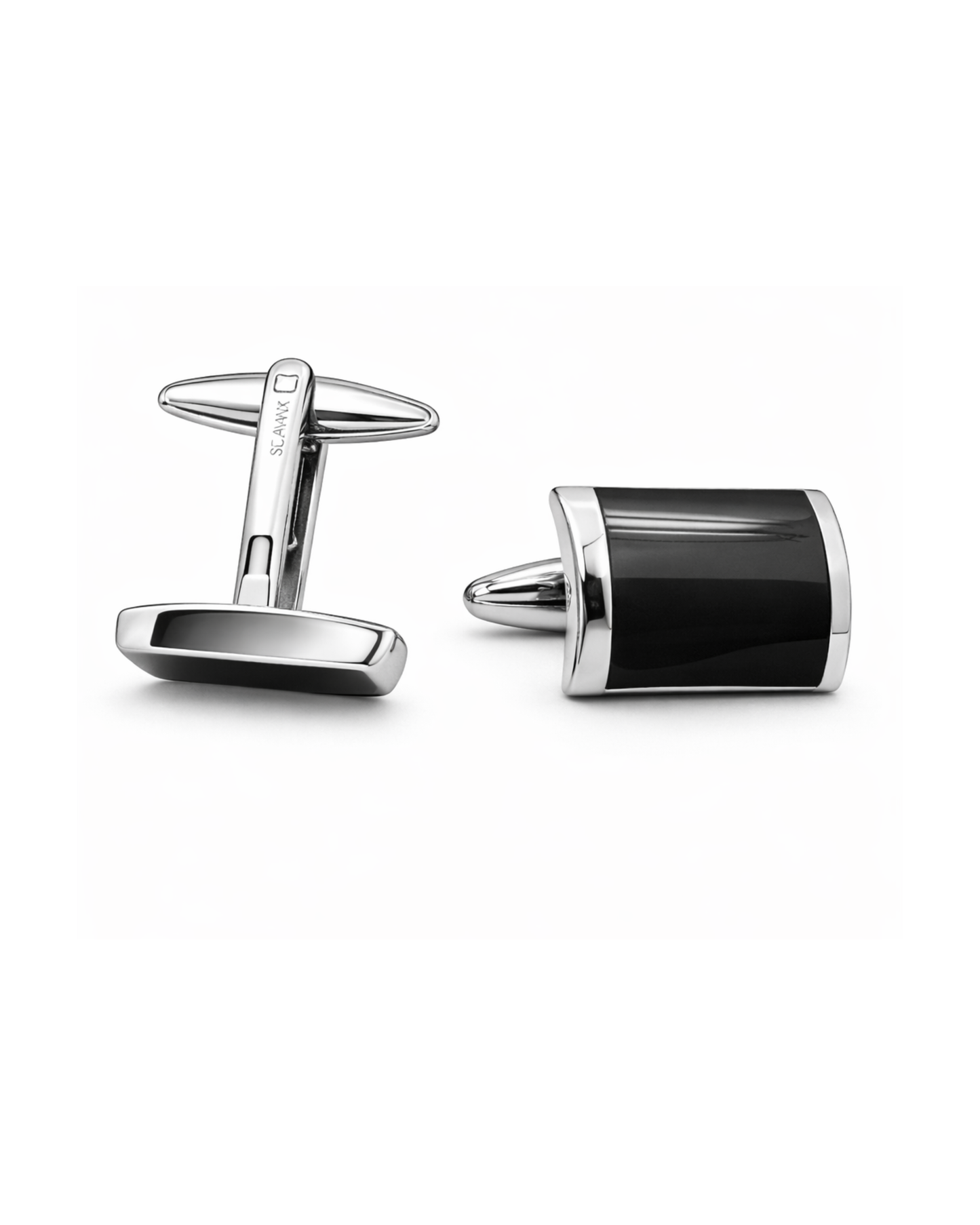 Black Square Silver Cufflinks