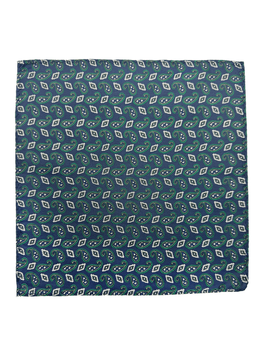 Green Paisley Silk Pocket Square