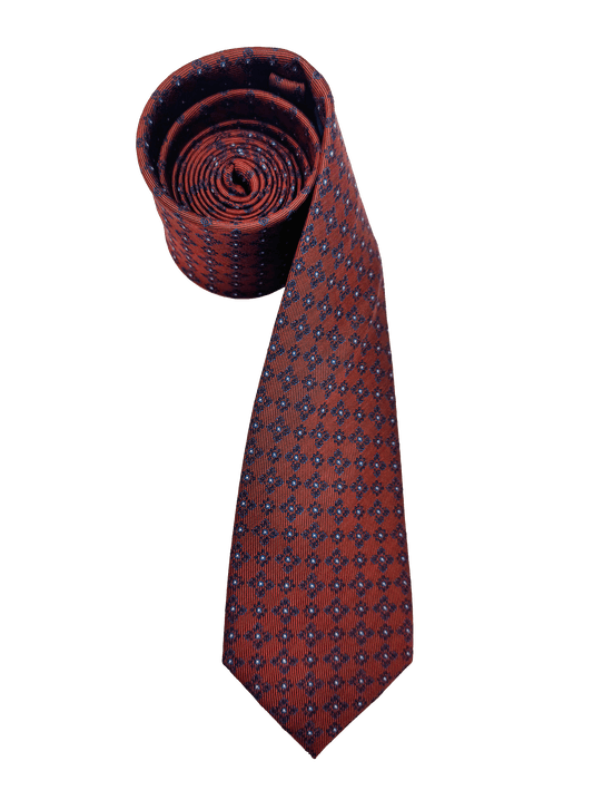 Red Tile Print Silk Tie