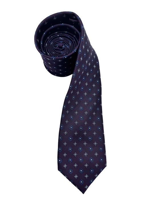 Purple Tile Print Silk Tie