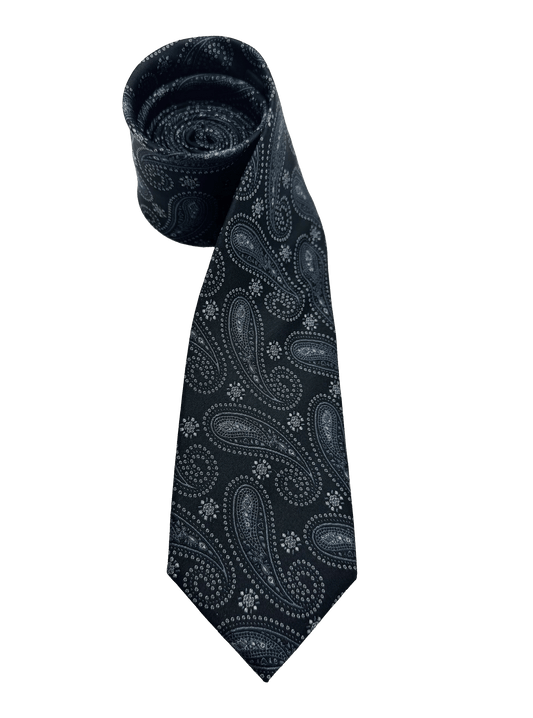 Charcoal Paisley Silk Tie
