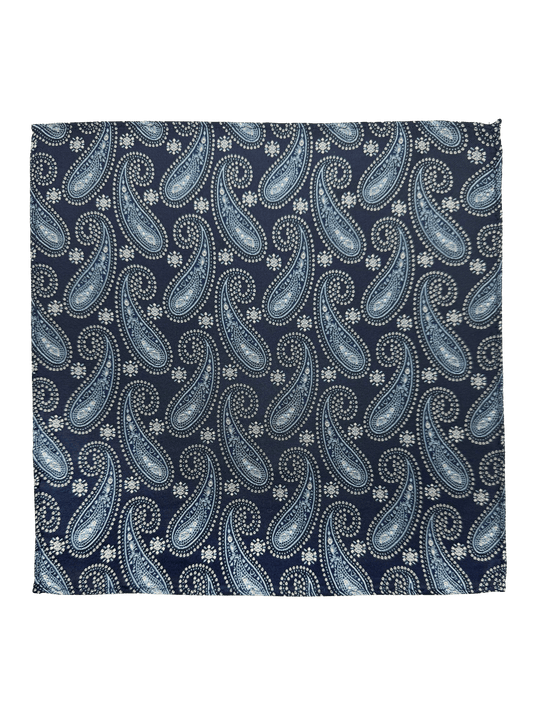 Navy Paisley Pocket Square
