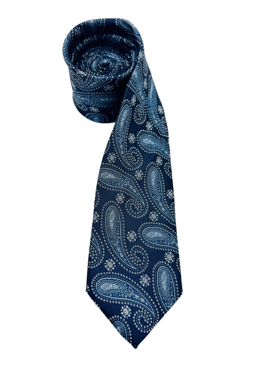 Navy Paisley Silk Tie