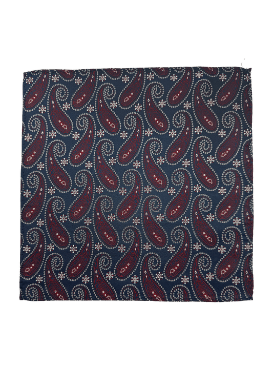 Navy Burgundy Paisley Pocket Square