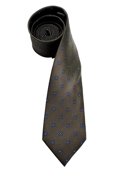 Navy Brown Floral Silk Tie