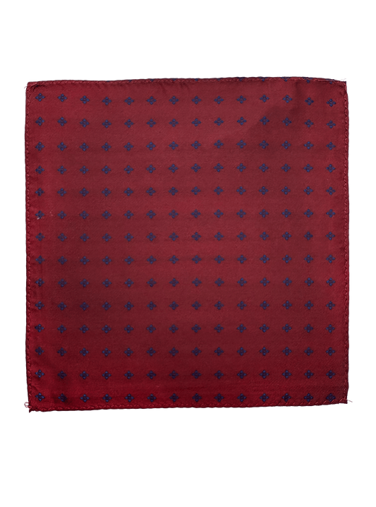 Navy Red Floral Pocket Square