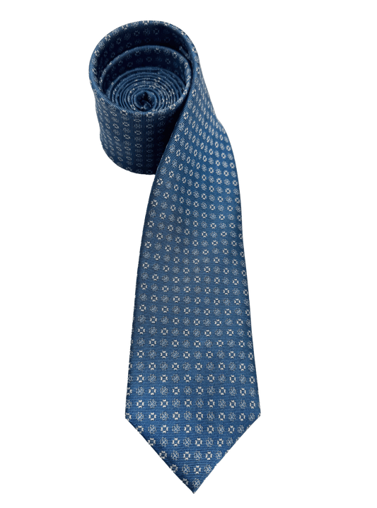 Blue Tile Print Silk Tie
