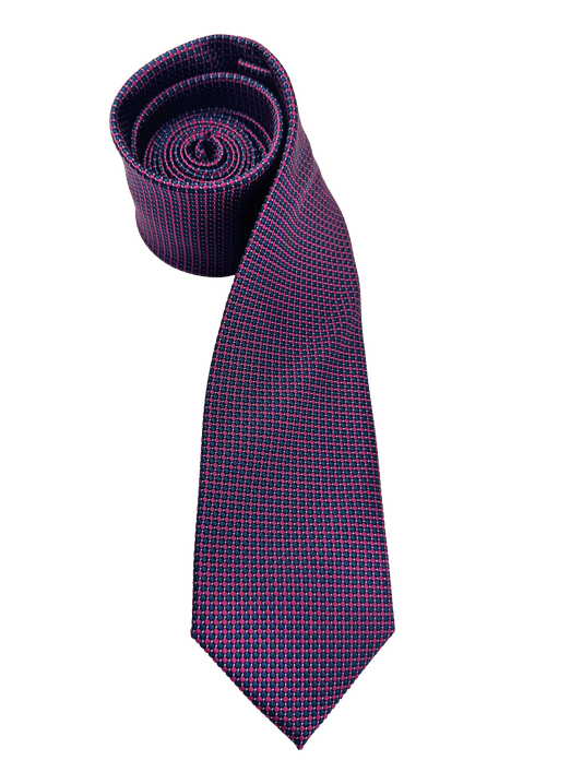 Navy Pink Woven Silk Tie