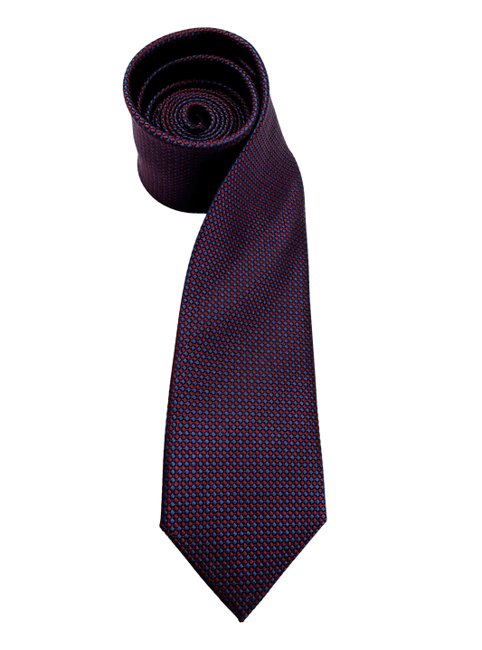 Navy Red Woven Silk Tie