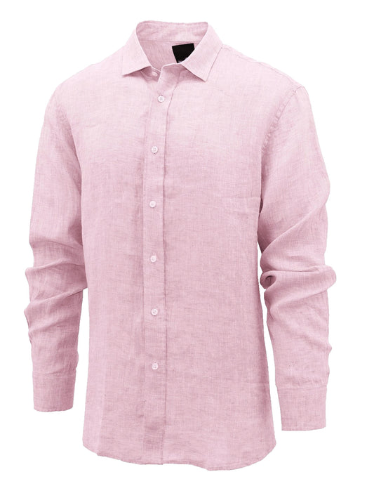 Sel Pink Linen Long Sleeve Shirt