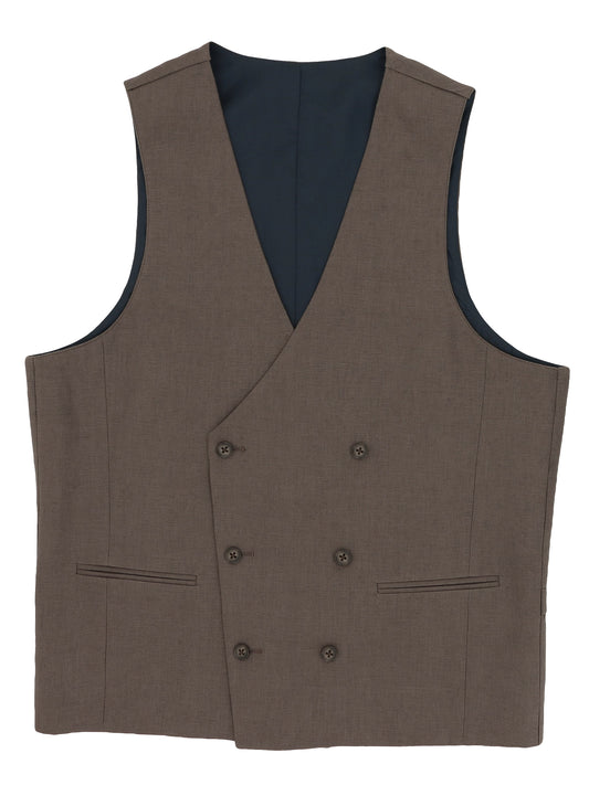 Brown Double Breasted Linen Waistcoat