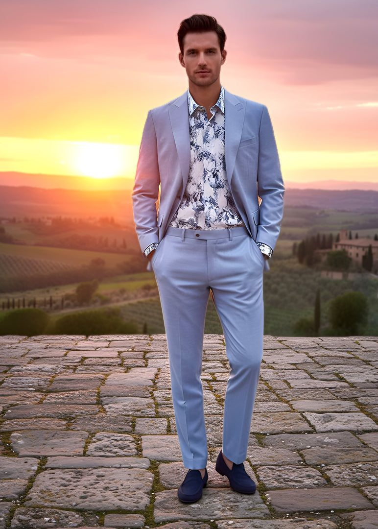 Cannes Edward Light Blue Wool Suit