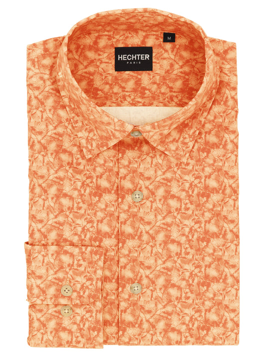 Liberty Casual Orange Leaf Print Shirt
