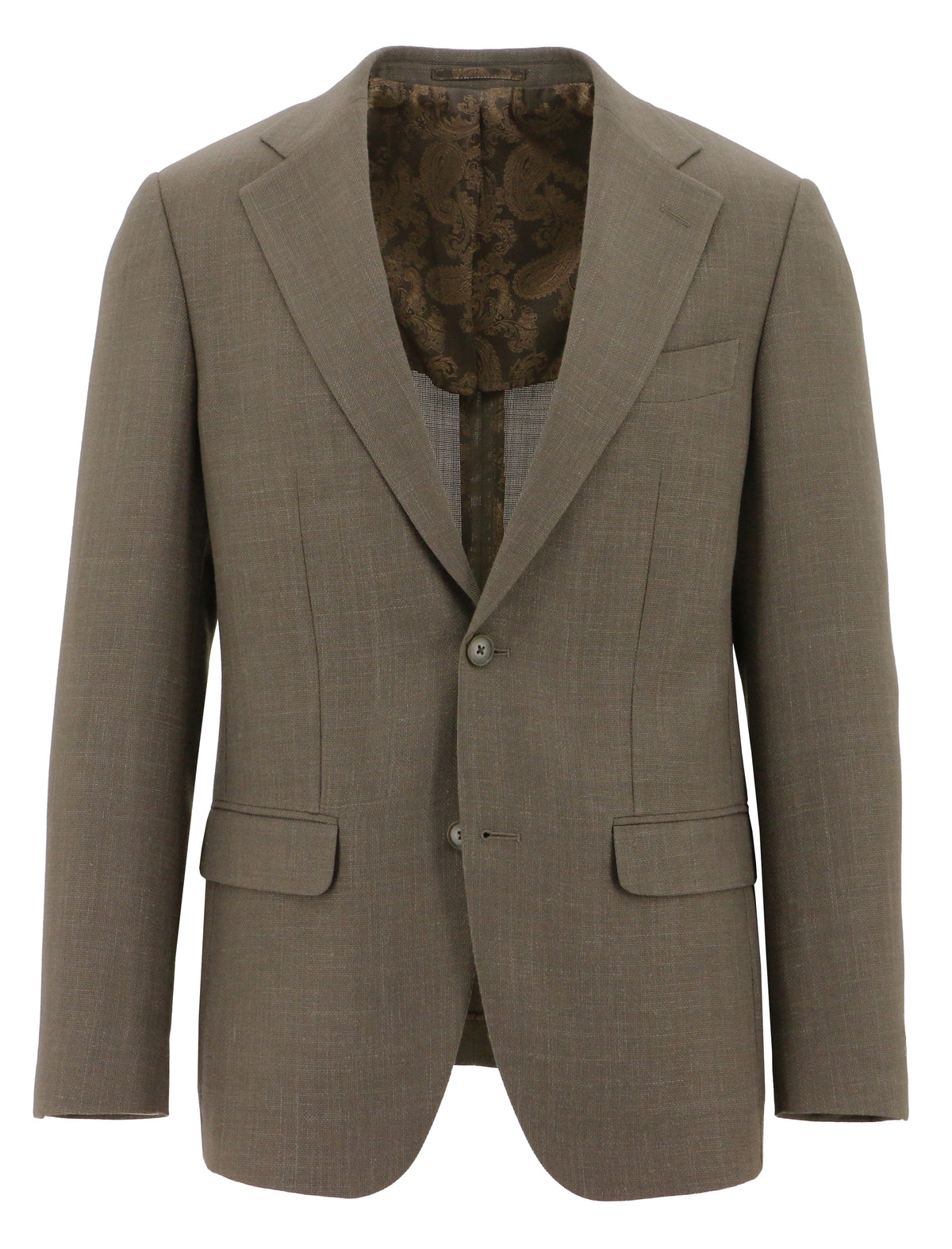 Prato Brown Wool Linen Blend Sports Jacket