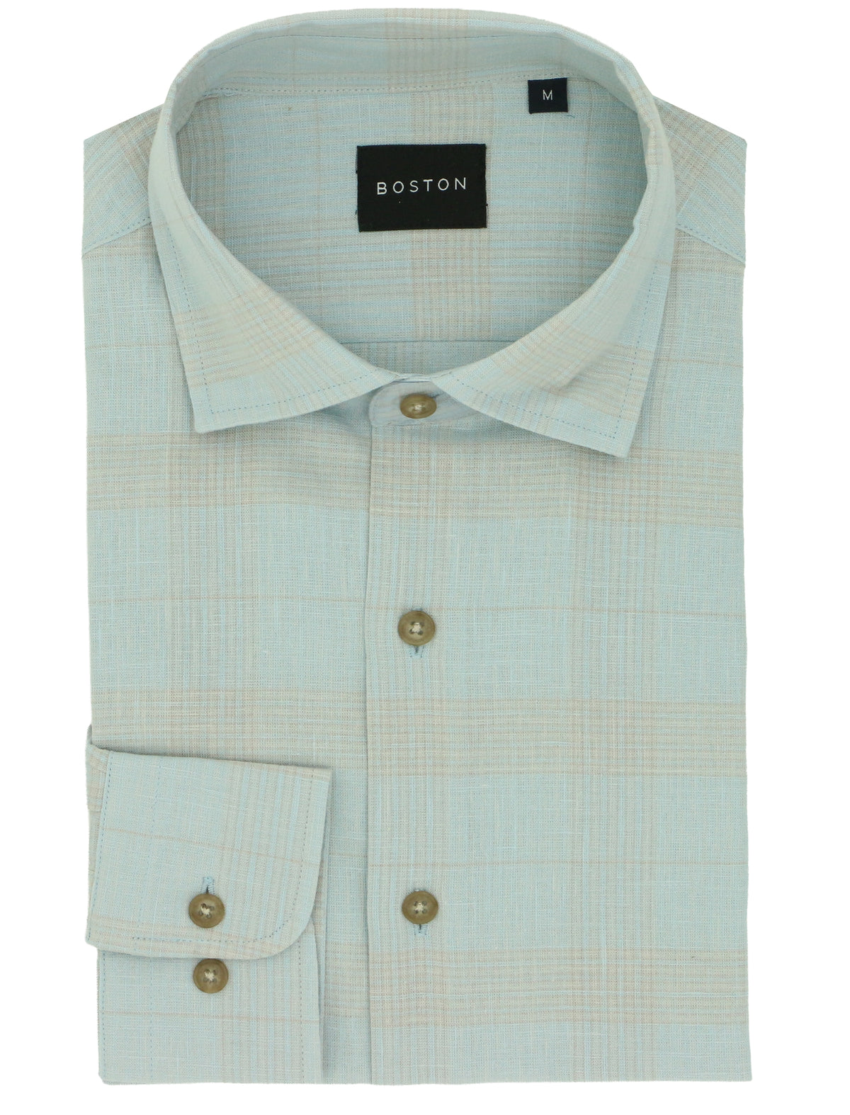 Jacque Green Check Cotton Linen Casual Shirt